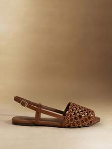 Rosivie Women's Bohemian Style Buckle Design Casual Flat Sandals - Coffee Brown - View 2