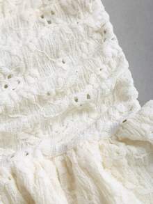 Sweetra 女士蕾丝吊带露背时尚约会派对短款蛋糕裙 - 杏色 - 查看 4