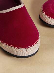 Rosivie Women's Shoes New French Round Toe Versatile Hollow Woven Thin Belt Low Vamp Breathable Comfortable Flat Bottom Women's Shoes, Birthday - Bordeaux - View 4