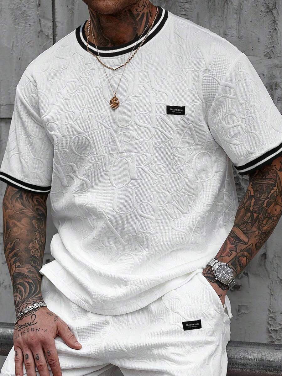 Manfinity CasualCool Áo thun nam cổ bẻ và tay áo phối màu tương phản, phong cách cổ điển, thích hợp mặc hàng ngày, đi chơi cuối tuần, hoạt động ngoài trời, du lịch, môi trường làm việc thoải mái hoặc các dịp bán trang trọng, quà tặng cho bạn trai/chồng, quà kỷ niệm/sinh nhật, tiệc tùng, kỳ nghỉ hè, đám cưới, từ xuân sang hè, lễ hội Mardi Gras. Áo thun nam cổ tròn in chữ nổi hiện đại, tay ngắn màu trắng, thời trang mùa hè, áo thun trắng in hình, áo thun trắng nam, áo thun nam thường ngày, áo thun nam có họa tiết. - trắng - Xem 1