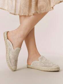 Styleloop Women's Casual Woven Slip-On Flats Holiday Travel Essential Boho Cowgirl Outfit - Apricot - View 8