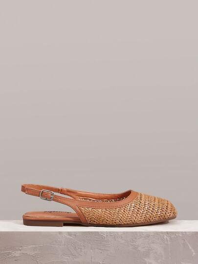 Styleloop Women Shoes Holiday Style Straw Fabric Cross Strap Women's Flat Bottom Shoes Holiday Style Wear BOHO Wear American Retro Style Bohemian Style Western Style Music Festival Wear Party Wear Dew Heel Flat Women's Shoes Holiday Travel Essential Boho Cowgirl Outfit