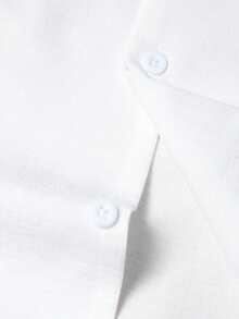 Manfinity Homme Men's Business Casual Linen Blend Double Pocket Western Collar Long Sleeve Shirt, Formal - White - View 6