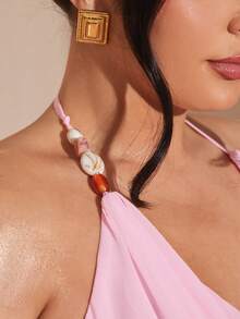 SHEIN BAE Đầm nữ cỡ lớn màu trơn thắt nút cổ yếm lưng hở tay màu hồng, đầm đi biển gợi cảm, đầm nghỉ mát màu hồng, đầm hè cho nữ, đầm lễ Phục Sinh cho nữ, đầm dự tiệc thanh lịch, trang phục đi biển cho nữ, trang phục đi biển, đầm dự đám cưới cho nữ, trang phục tốt nghiệp cho mẹ, đầm nữ thường ngày, trang phục nghỉ mát cho nữ, trang phục nghỉ hè, phong cách Y2K, đầm xếp nếp, chân váy xếp nếp, đầm hoa cho nữ, đầm xanh lá cây, đầm cỡ lớn cho nữ, trang phục miền Tây cho nữ, đầm đi chơi, đầm sinh nhật cho nữ, đầm ngày Thánh Patrick cho nữ, trang phục đi xem hòa nhạc đồng quê, trang phục cao bồi cho nữ. - Hồng - Xem 5