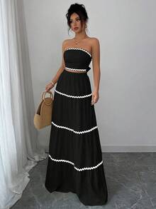 Rafferiza Petite Bộ 2 món gồm áo quây ngắn và chân váy thanh lịch dành cho nữ. - màu đen - Xem 5