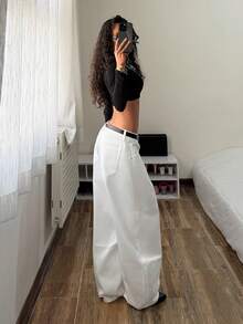 StreetHx Jeans blancos de talle bajo y desgastados de estilo casual y de moda - Blanco - Ver 7