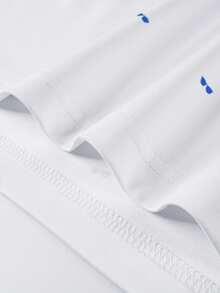 Manfinity Homme 男士白色印花翻領 Polo 衫，休閒夏季度假假日高爾夫 Polo 衫，趣味印花郵輪遊艇希臘海灘穿搭 - 白色 - 查看 6