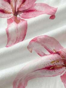 Attitoon Women's Casual Asymmetric Ruched Cropped Top, Hibiscus Flower Print, Hawaiian Print - Multicolor - View 6