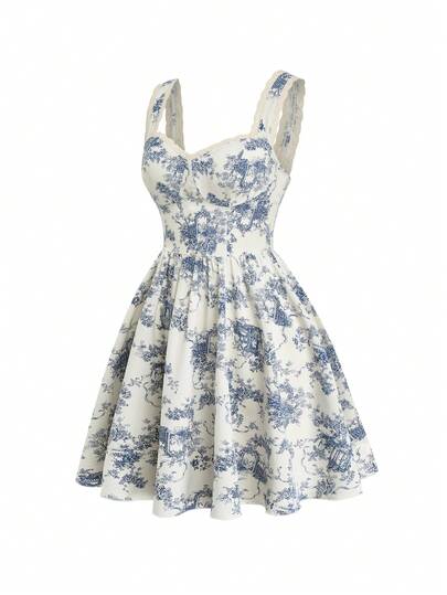 GlowEve 女士优雅无袖印花连衣裙，夏季