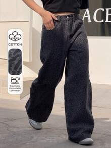 DAZY 女童豹纹牛仔裤 - 黑色 - 查看 1