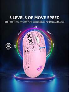 Teckwe Backlit Gaming Mouse With Wired/2.4G/Wireless Three Connection Methods, RGB Light-Emitting 650mAh Wireless Gaming Mouse For Both Men And Women - Multicolor - View 2