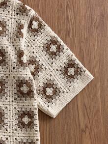 Manfinity Unisex 男士度假休闲撞色针织毛衣 - 杏色 - 查看 4