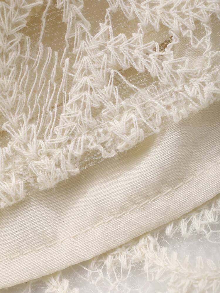 Women's Round Neck Long Sleeve Single-Breasted Lace Blouse And Midi Skirt Elegant 2-Piece Set