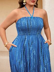 Breezaya Plus Size Women's Navy Blue Print Jumpsuit Vacation Autumn Boho - Multicolor - View 3