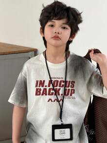 DAZY 男童休闲扎染字母印花圆领短袖T恤，夏季 - 白色 - 查看 8