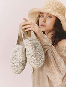 Styleloop Women's Casual Woven Slip-On Flats Holiday Travel Essential Boho Cowgirl Outfit - Apricot - View 2