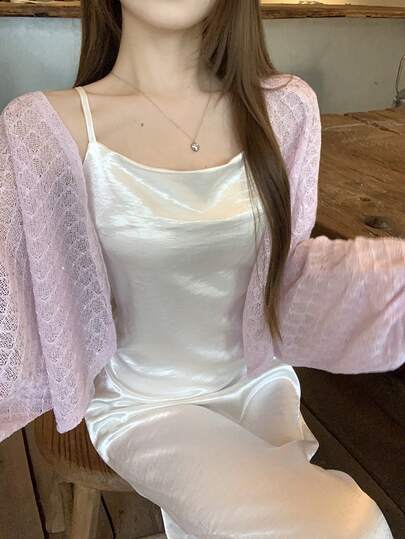 DAZY Women's Solid Color Bat Wing Loose Thin Jacket