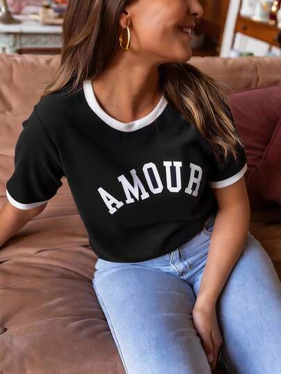 DrmWander 2026 New Colorway Crew Neck Short Sleeve Basic T-Shirt Loose Fit, Color Block Craftsmanship Perfectly Showcases Simple Fashion, Essential T-Shirt For Sprin