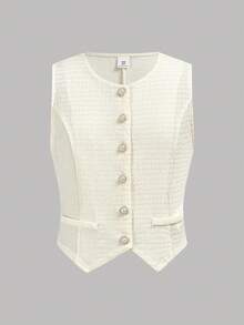 Firerie Kids Bộ đồ thường ngày cho bé gái tuổi teen: áo cardigan cổ tròn màu mơ và quần ống đứng. - trắng - Xem 5