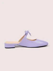CUCCOO DOLLMOD 女士蝴蝶结半拖鞋 米色气质外鞋 - 紫色 - 查看 3