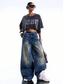 LYSMO 夏季休闲字母印花短款T恤 - 深灰色 - 查看 6