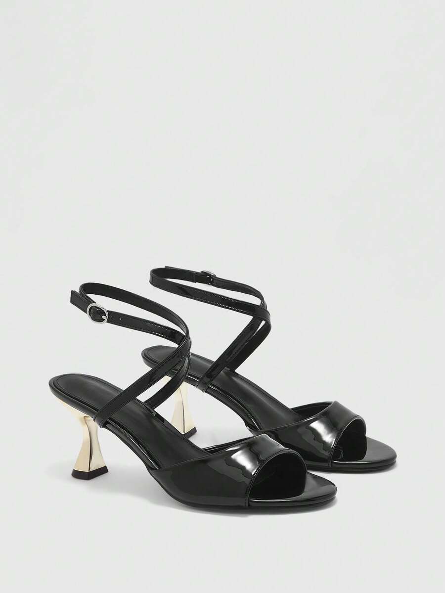 CUCCOO CHICEST Women's Buckle Design Fashion Daily Wear High Heel Sandals - Black - View 1