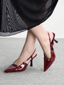 CUCCOO BIZCHIC Women's Fashionable Elegant Pointed Toe High Heel Pumps For Commuting - Burgundy - View 4