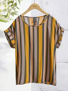 Faunlyn Cuffed Sleeve Striped Top - Multicolor - View 1