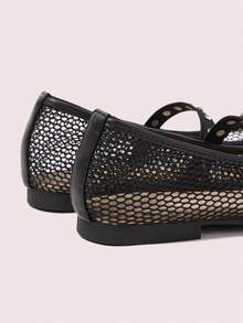 CUCCOO DOLLMOD Black Mesh Breathable Word With Low Vamp Flat Sole Shoes Spring Shoes - Black - View 4