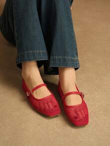 Rosivie Women's Buckle Design Casual Flat Shoes For Daily Wear - Red - View 5