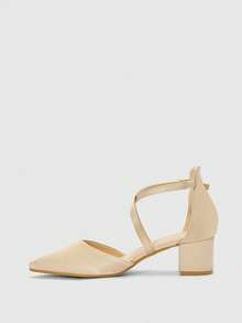 CUCCOO BIZCHIC Women's High Heel Pumps, Thick Heel Office/Commute Shoes - Apricot - View 5