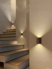 1 Night Light With USB Rechargeable Motion Sensor, Wood Pattern, Bedside Reading Light, Smart Motion Sensor Connection For Hallways, Rechargeable, Suitable For Stair Lighting, Hallways, And Home Decoration - Section A - View 3