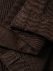 DAZY 少女休闲百搭口袋纽扣喇叭裤，适合日常穿着 - 棕色 - 查看 7