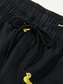 Horizaway 男士时尚沙滩短裤，适合夏季男士泳裤男士泳裤男士泳裤泳衣，夏威夷 - 黑色 - 查看 5