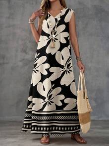 EMERY ROSE Đầm họa tiết hoa retro tối giản, thoải mái, phù hợp cho nữ mùa xuân/hè. - Nhiều màu - Xem 5