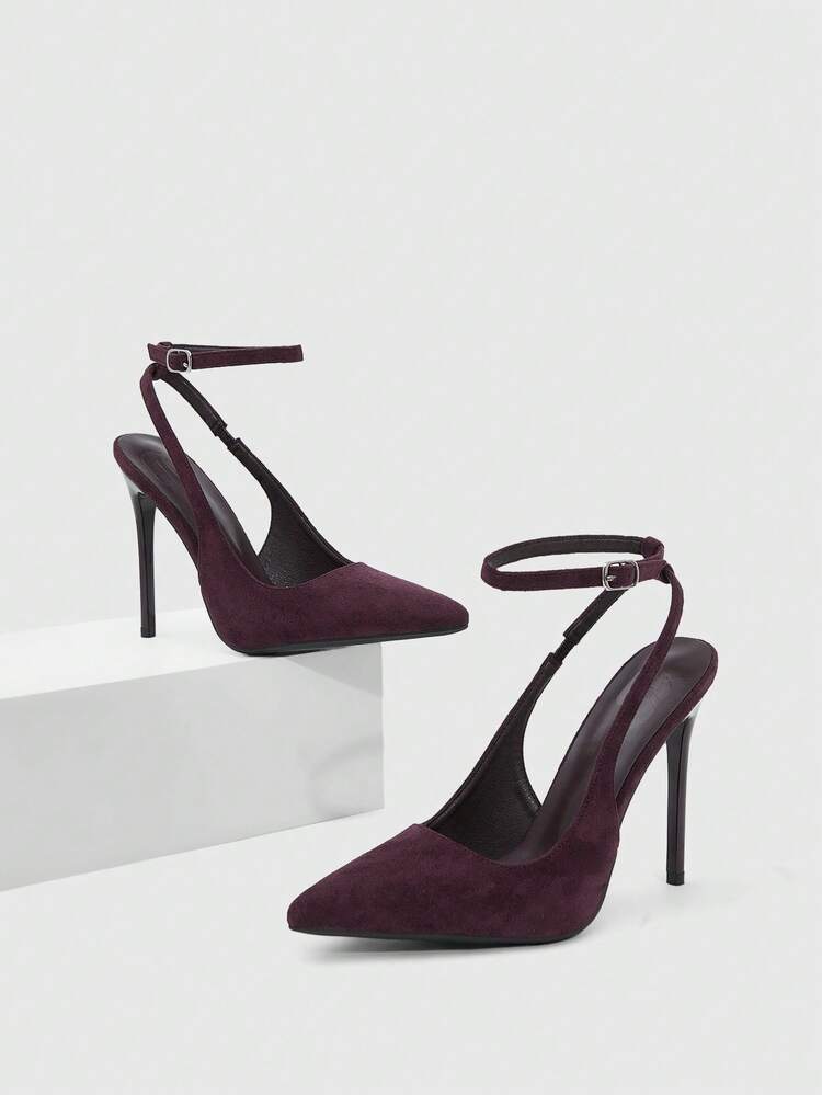 CUCCOO SZL Women Shoes Women Pointed Stiletto Brown Suede Ankle Strap Fashion Sexy Dinner Party Dating Women High Heel Shoes Women's Shoes