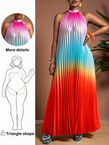 Truni 大码女士优雅宽松渐变图案长款连衣裙,无袖长裙,适合度假、下午茶、海滩游轮、城市自驾游、波西米亚风度假、音乐节、海滩装扮、复活节、优雅度假服、音乐会服装、热带度假服、波西米亚风春夏秋季彩虹多色连衣裙、彩色日落连衣裙、海滩度假装扮、骄傲连衣裙、性感海滩连衣裙、大码锐舞装扮、褶皱渐变吊带长款连衣裙、龙舌兰日出连衣裙、多色连衣裙、夏季日落色连衣裙,适合梨形和三角形身材 - 彩色 - 查看 9