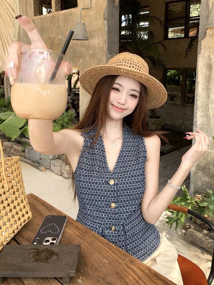 Women's Textured Sleeveless Denim Vest, Versatile And Stylish