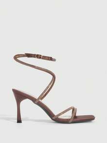 CUCCOO SZL Giày sandal cao gót dành cho nữ - Cà phê nâu - Xem 4