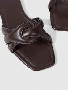 Sleekvia Sandal Musim Panas Wanita Multifungsi Modis Model Baru dengan Ujung Persegi, Sepatu Musim Panas - Coffee Brown - View 6