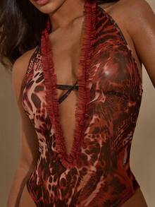 Glamine Body dos nu à imprimé léopard à la mode pour femme, été - Multicolore - Voir 1
