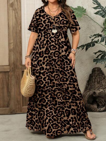 EMERY ROSE 休闲简约大豹纹无袖连衣裙，适合大码身材，春夏时尚连衣裙，春假必备