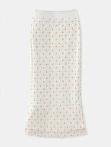 lacRébo 花卉图案中长网纱半身裙，配以透明腰带，精致优雅，适合春夏法式巴黎风情。 - 彩色 - 查看 7