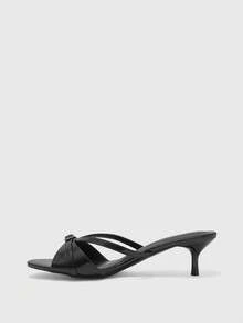 CUCCOO BIZCHIC Summer New Black Square-Heeled Sandals, Cross-Strap Buckle Kitten And Mule Shoes, Workplace Commute Banquet Dates, All-Match High-Heeled Slippers - Black - View 4