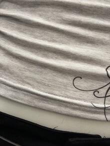 Jeanoix Women's Sexy Y2K Style Tight Graphic Print V-Neck T-Shirt - Grey - View 5