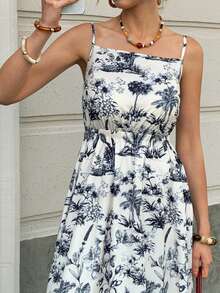 Elyressa 女士休闲棕榈树图案无袖连衣裙 - 随机花卉印花 - 彩色 - 查看 5