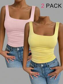 Elenzga Plus Size Women's Frankie Leigh Cropped Neck Ribbed Knit Vest - Multicolor - View 1