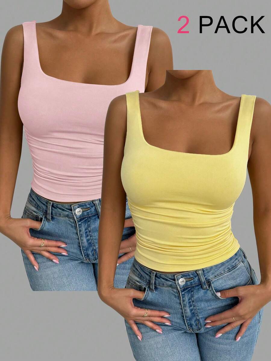 Elenzga Plus Size Women's Frankie Leigh Cropped Neck Ribbed Knit Vest - Multicolor - View 1