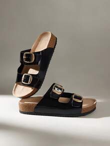 Solecia Women Fashionable Sandals, Minimalist & Casual For Beach And Everyday Wear For Christmas - Black mirror - View 2