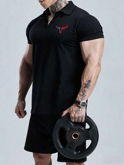 GymBeat 男士休闲短袖运动Polo衫，夏季